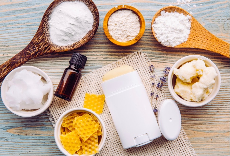 Baking soda, beeswax, and coconut oil